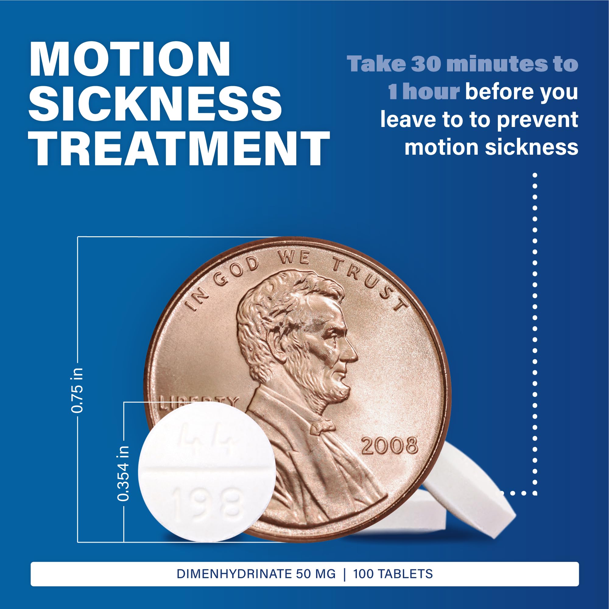 MAJOR Driminate Dimenhydrinate 50mg Motion Sickness Tablets – 100 Count