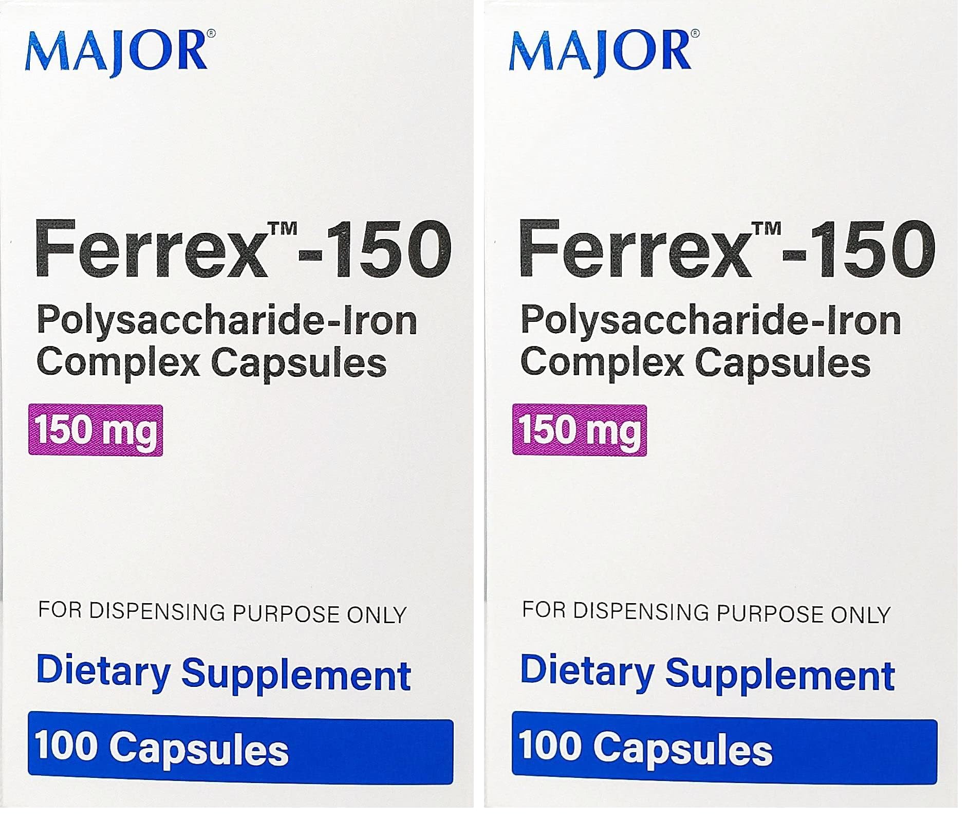 Ferrex-150 Polysaccharide-Iron Complex Capsules – Pack of 2 | Major Pharm