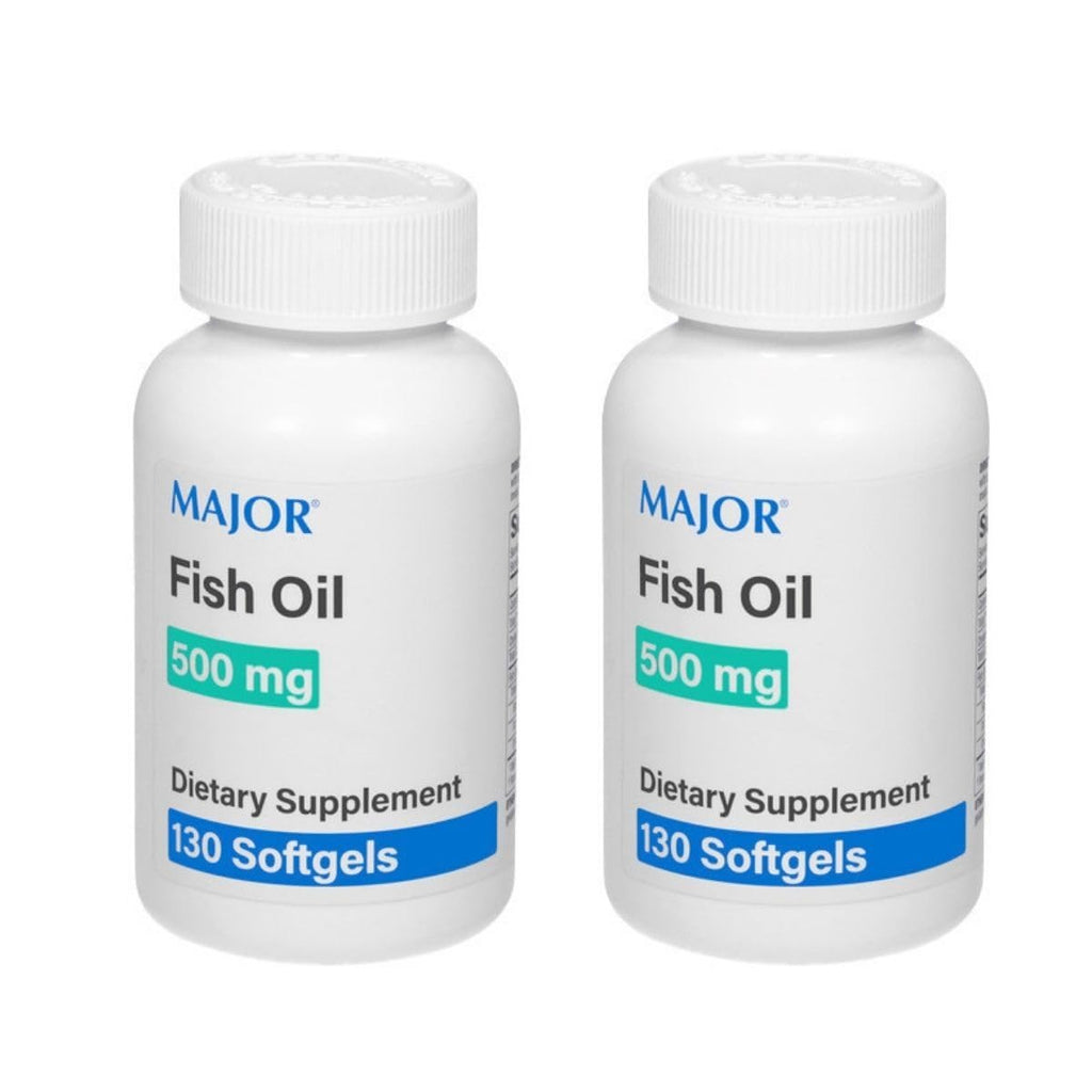 Major Fish Oil 500mg Softgels – Omega-3 Dietary Supplement (130 Count, 2 Pack)