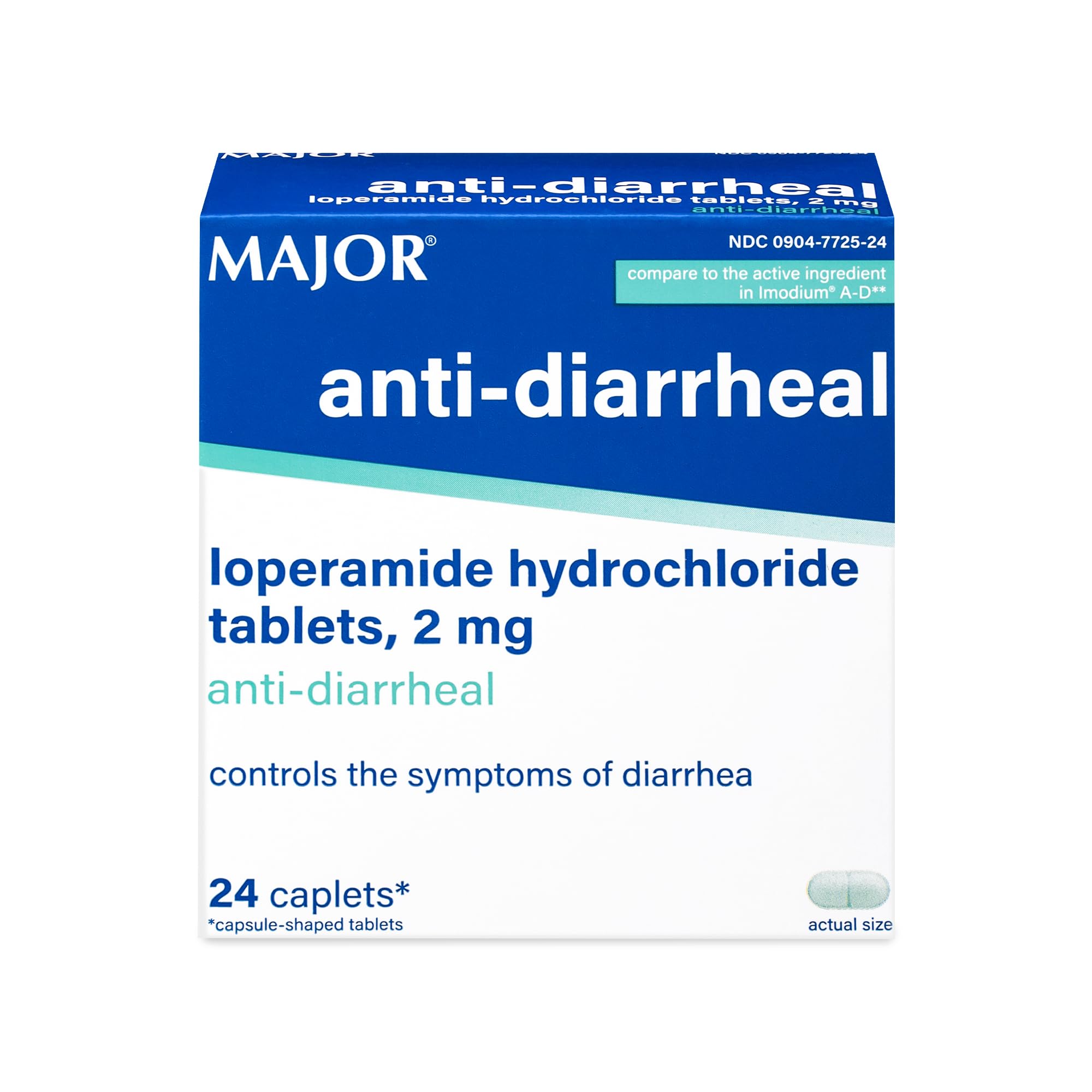 MAJOR Loperamide Hydrochloride 2 mg Anti-Diarrheal Tablets – 24 Caplets