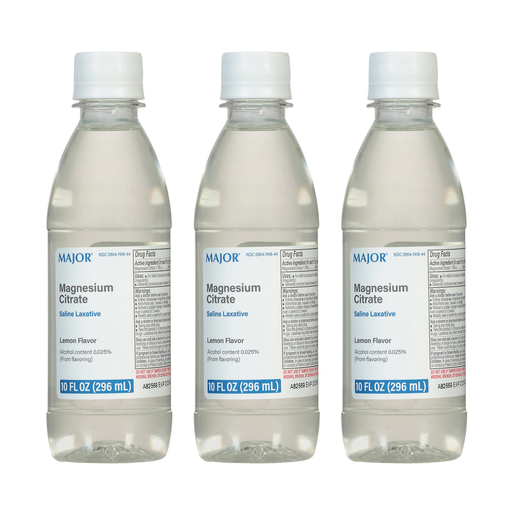 Major Magnesium Citrate Saline Laxative – Lemon Flavor, 10 fl oz (3 Pack)