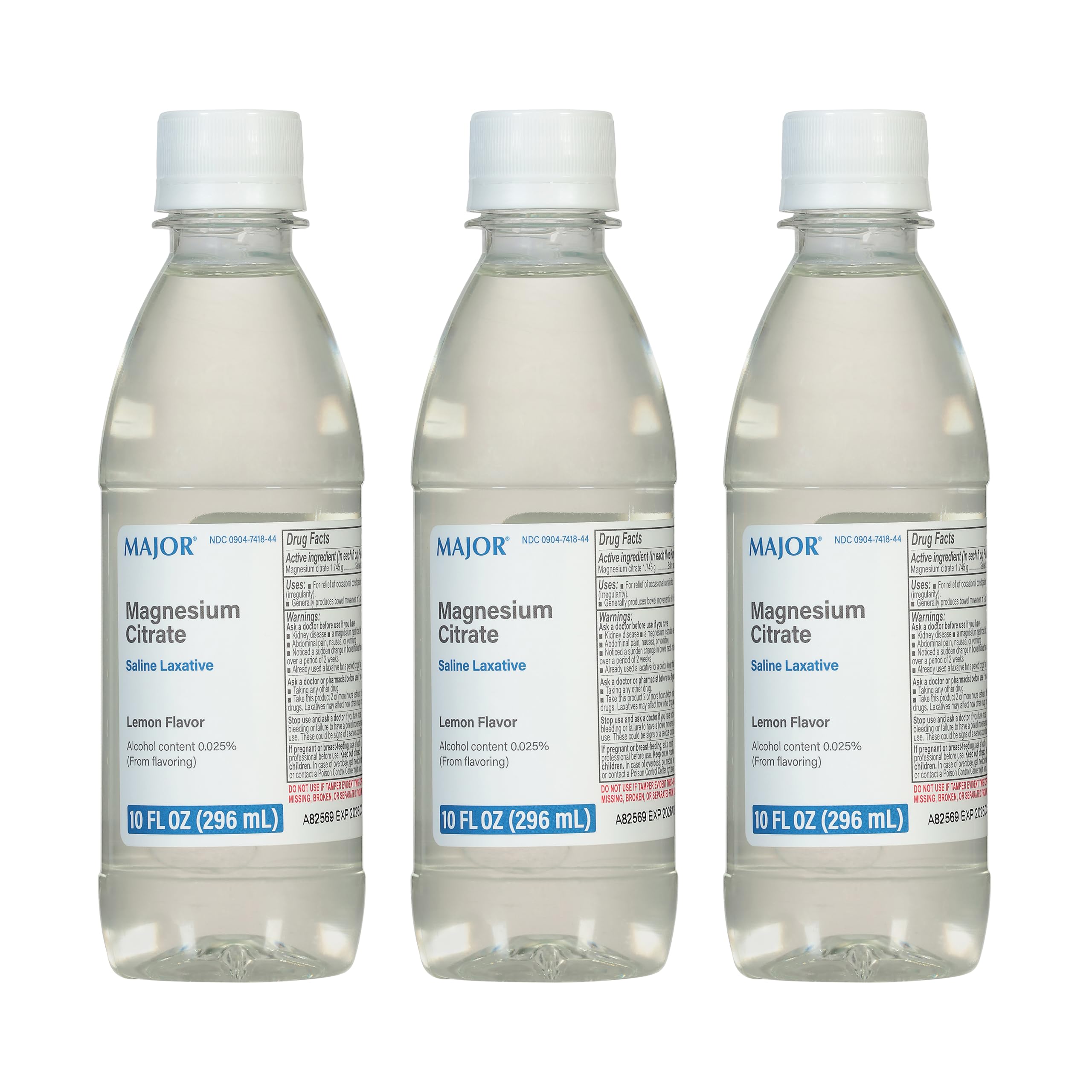 Major Magnesium Citrate Saline Laxative – Lemon Flavor, 10 fl oz (3 Pack)