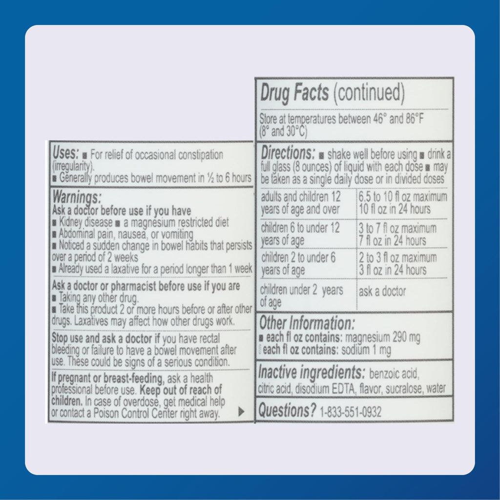 Major Magnesium Citrate Saline Laxative – Lemon Flavor, 10 oz (6 Pack)