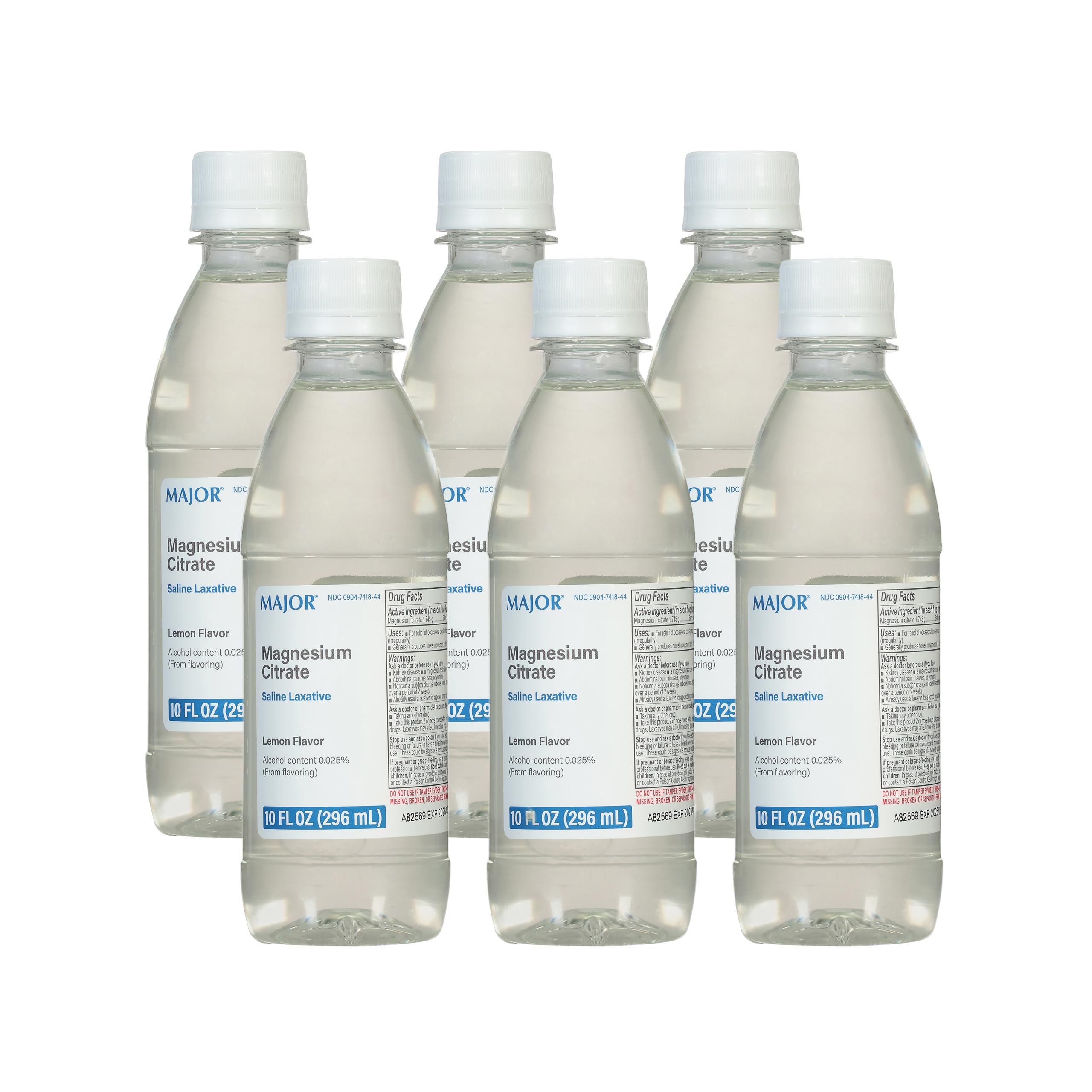 Major Magnesium Citrate Saline Laxative – Lemon Flavor, 10 oz (6 Pack)