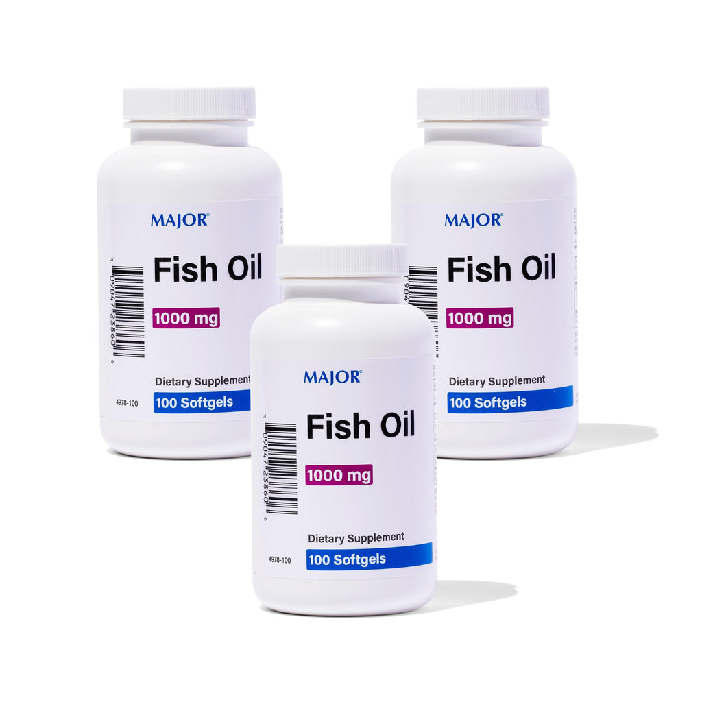 MAJOR Omega-3 Fish Oil 1000mg - 100 Softgels (3-Pack) | Dietary Supplement