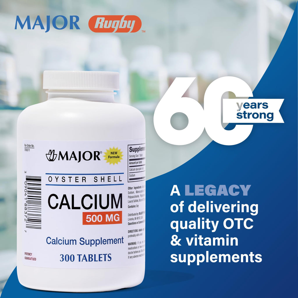 Major Oyster Shell Calcium 500 mg – Daily Calcium Supplement, 300 Tablets