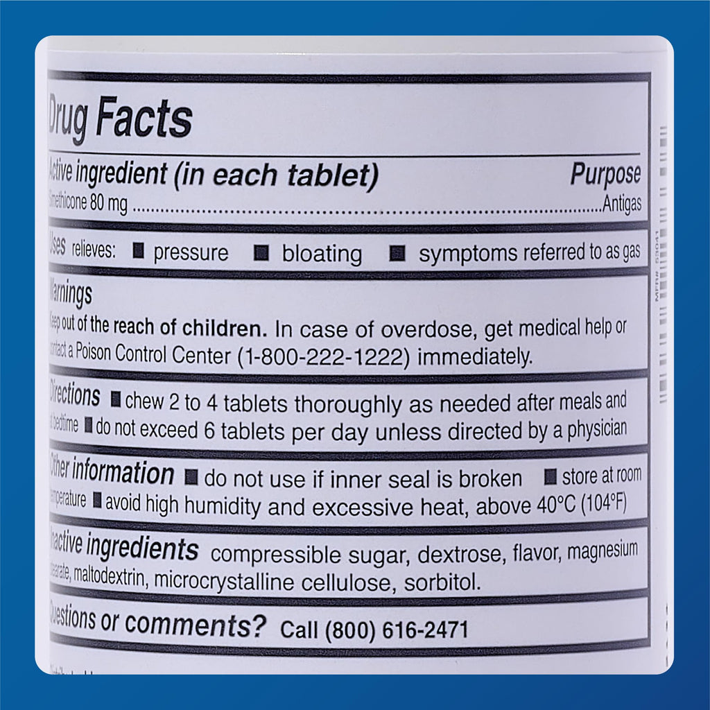 MAJOR Simethicone Gas Relief 80 mg — Anti-Gas, Bloating & Gas Pressure | 100 Chewables (4 Pack)