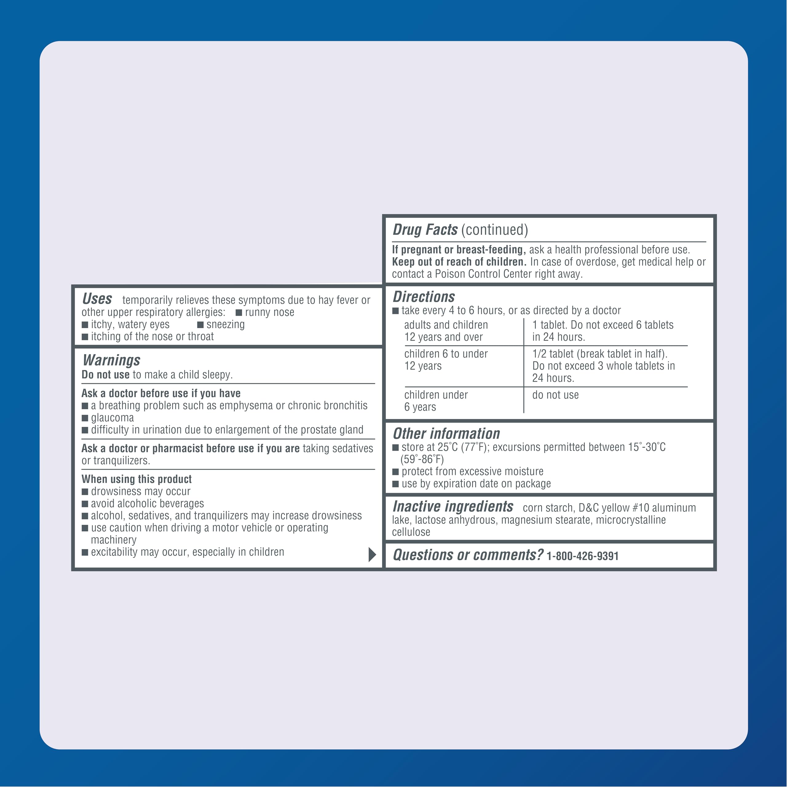 MAJOR 4 Hour Allergy Tablets – Chlorpheniramine 4 mg, 1000 Count