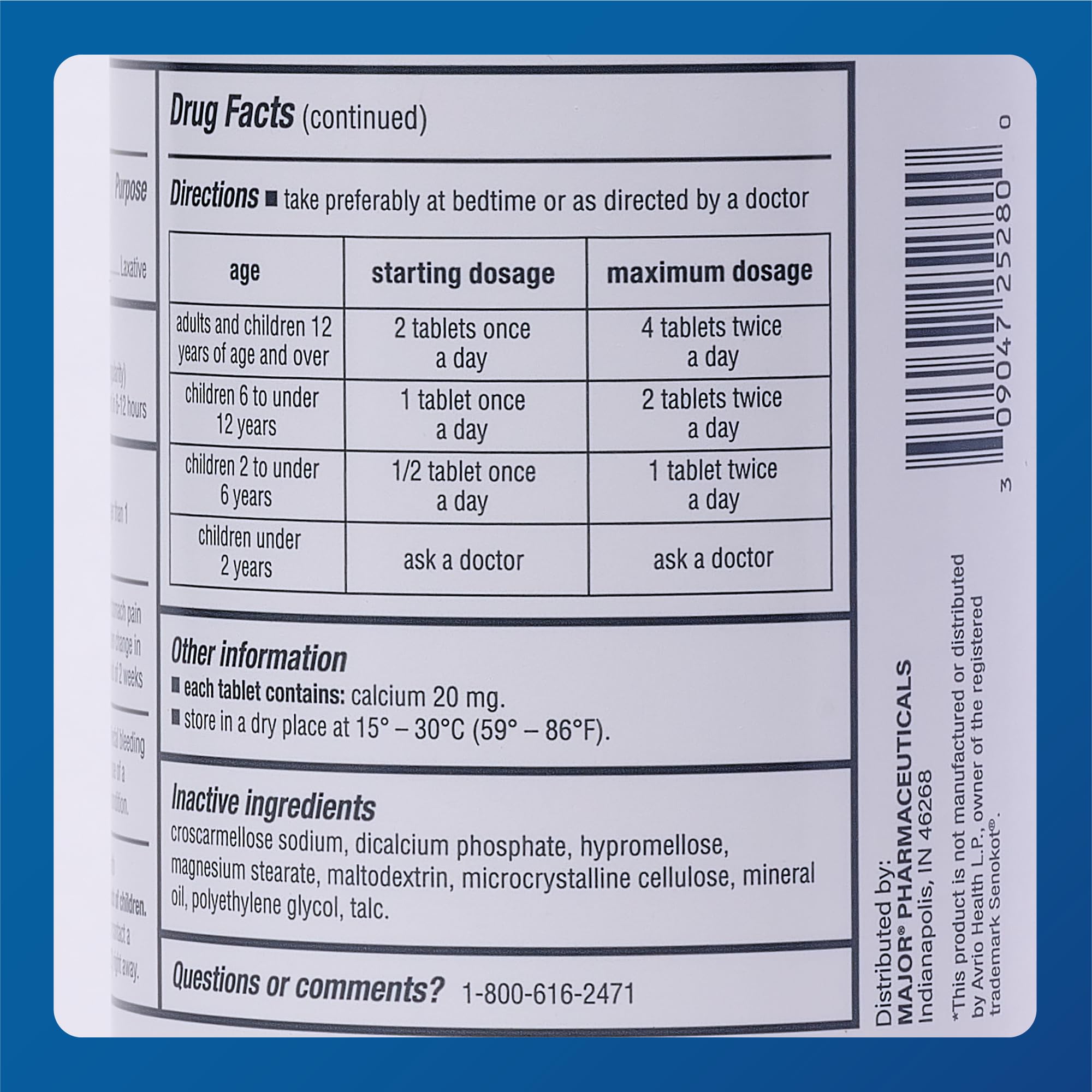 MAJOR Senna 8.6 mg Natural Vegetable Laxative Tablets - 1000-Count (3-Pack)