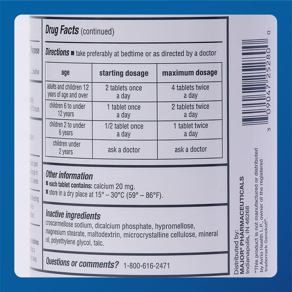 MAJOR Senna 8.6 mg Natural Vegetable Laxative Tablets - 1000-Count (3-Pack)