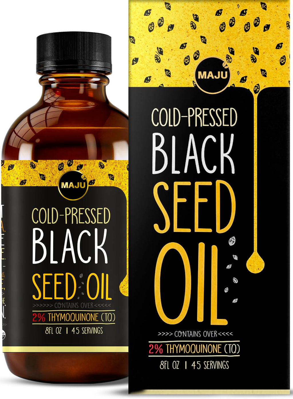 MAJU Black Seed Oil 8 oz – Cold-Pressed Turkish Black Cumin, 3x Thymoquinone, Liquid Pure Blackseed Oil