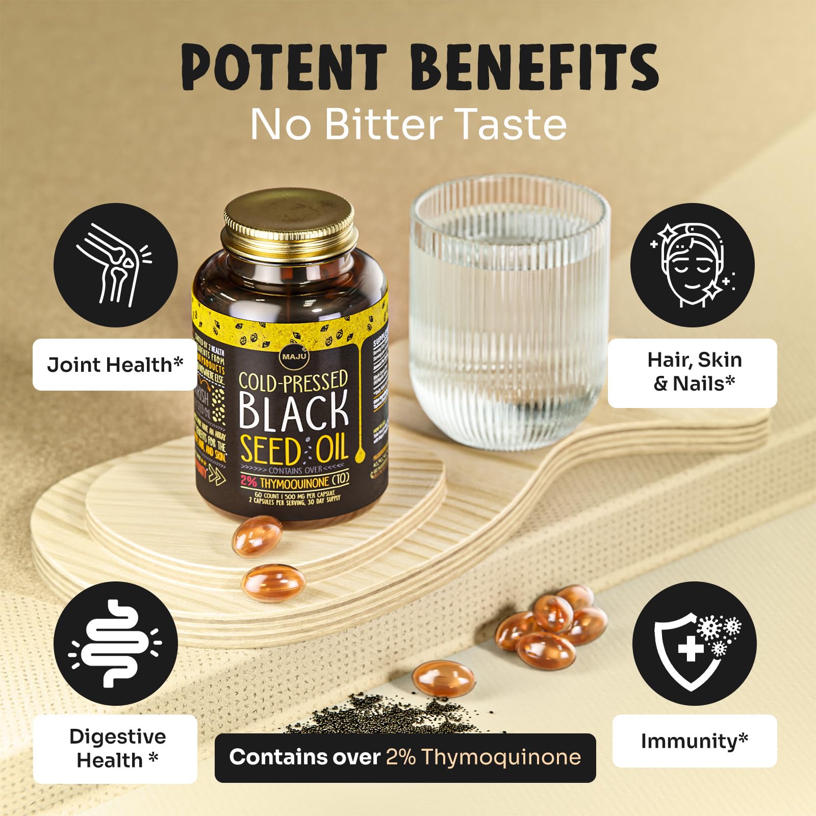 Maju Black Seed Oil Capsules – Cold Pressed Turkish Nigella Sativa, 500mg, 60 Count