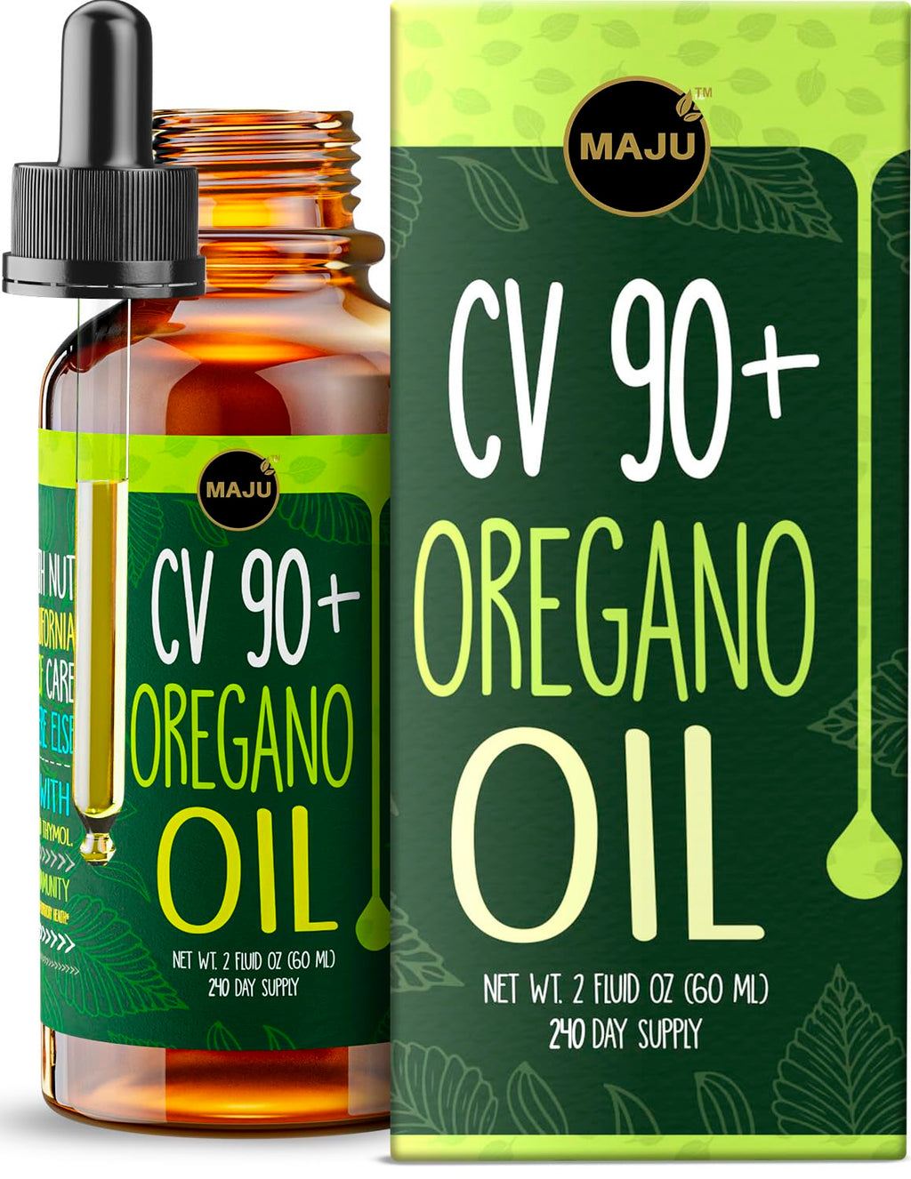 MAJU Oregano Oil Drops – 90%+ Carvacrol | 2 fl oz | Immune & Seasonal Support