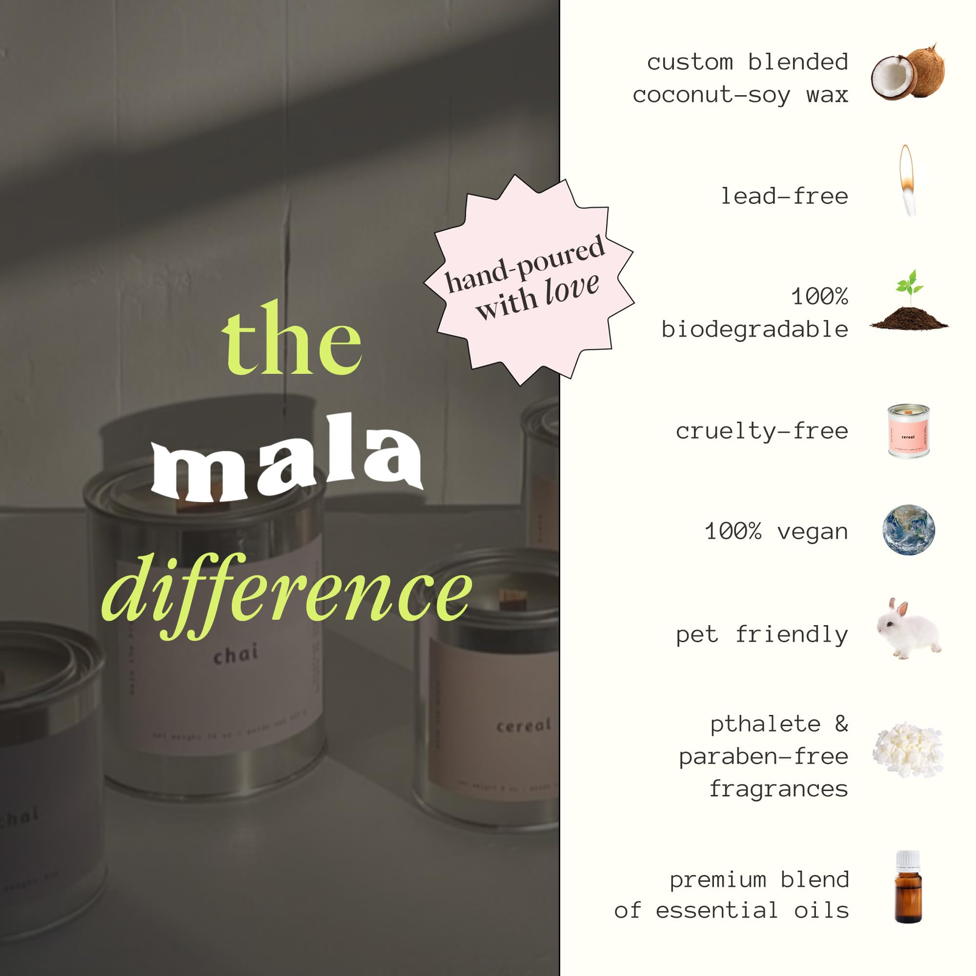 MALA Chai Clove Cinnamon & Vanilla Candle – Vegan Soy, 45h Clean Burn, 6.8 oz