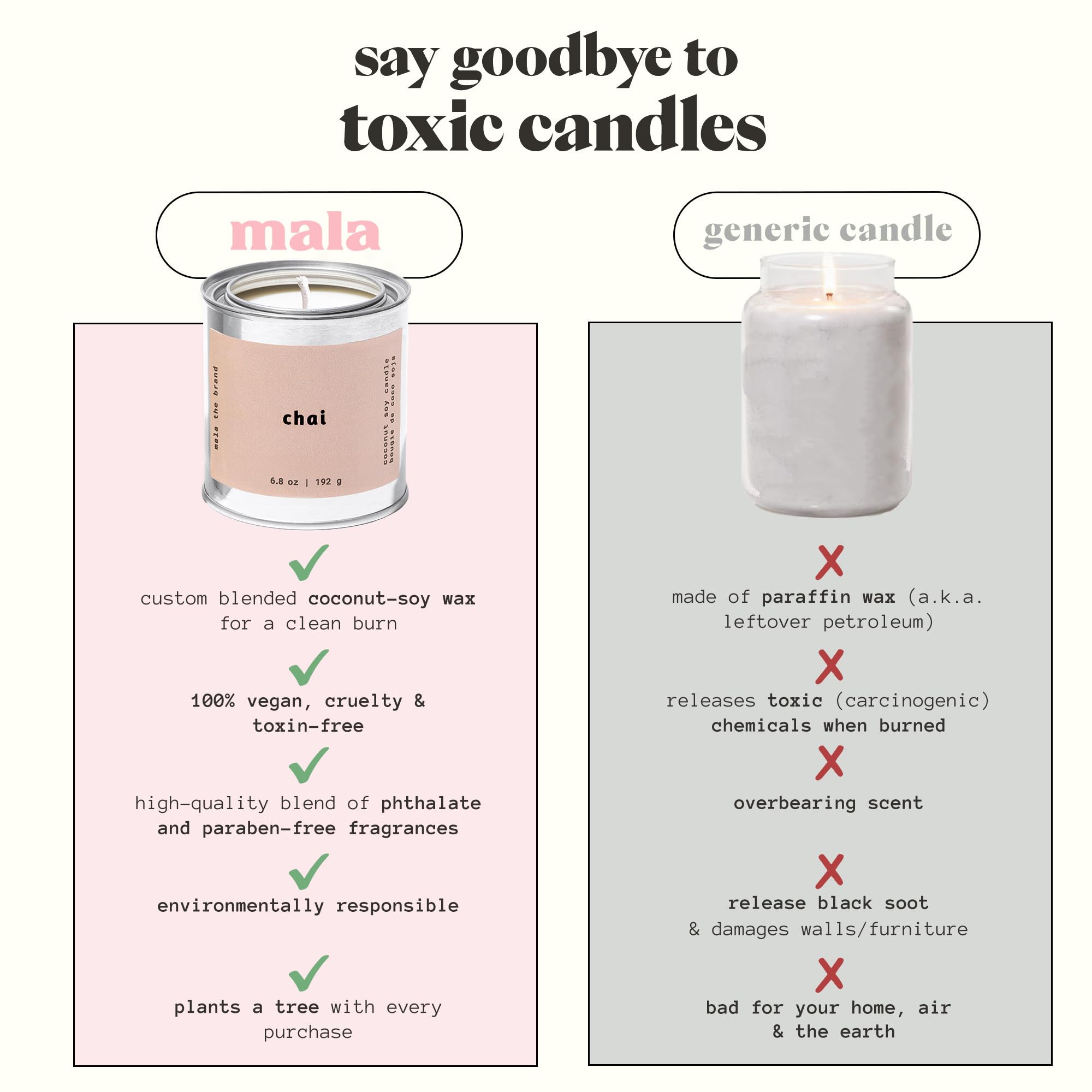 MALA Chai Clove Cinnamon & Vanilla Candle – Vegan Soy, 45h Clean Burn, 6.8 oz