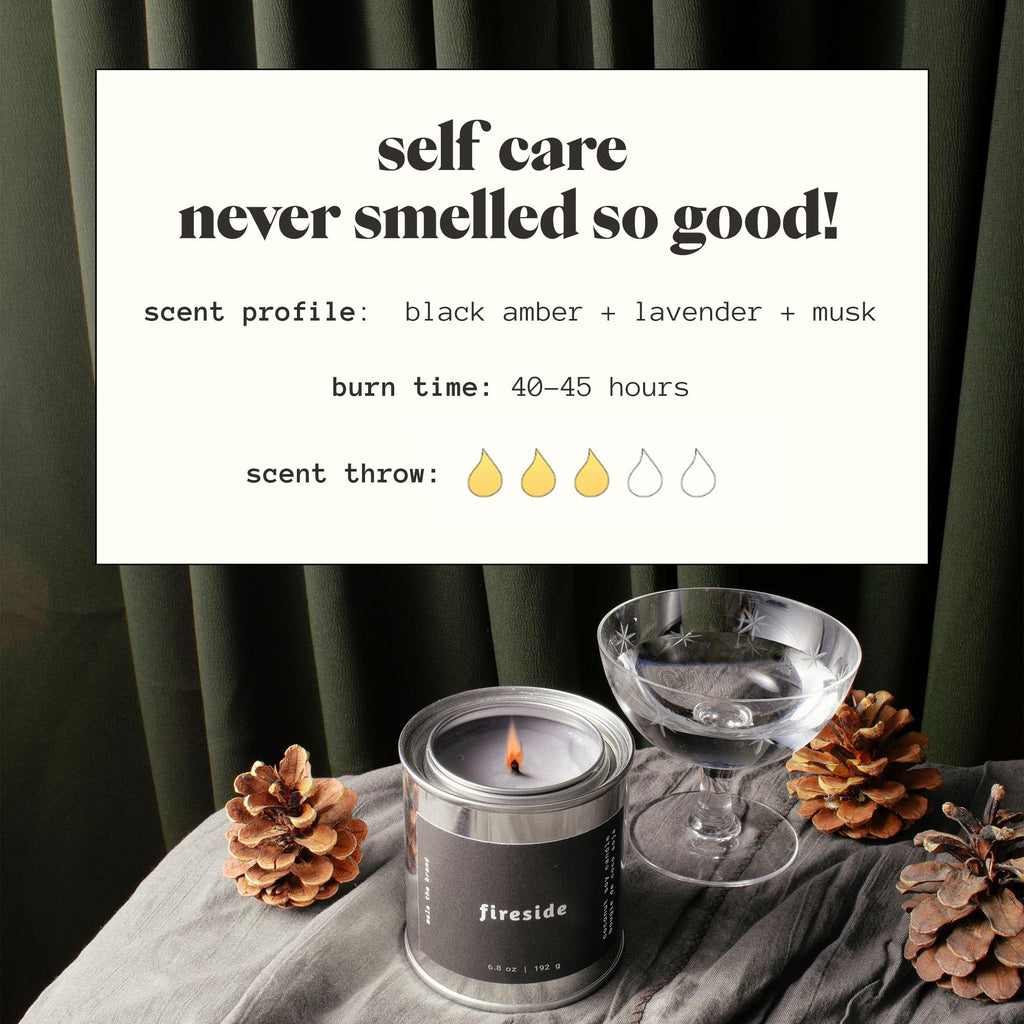 Mala Fireside Candle – Black Amber, Musk & Lavender | 6.8 oz, 45-Hour Burn