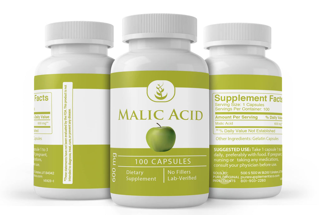 Malic Acid (100 Capsules) – Alpha Hydroxy Acid | Always Pure, Lab Verified