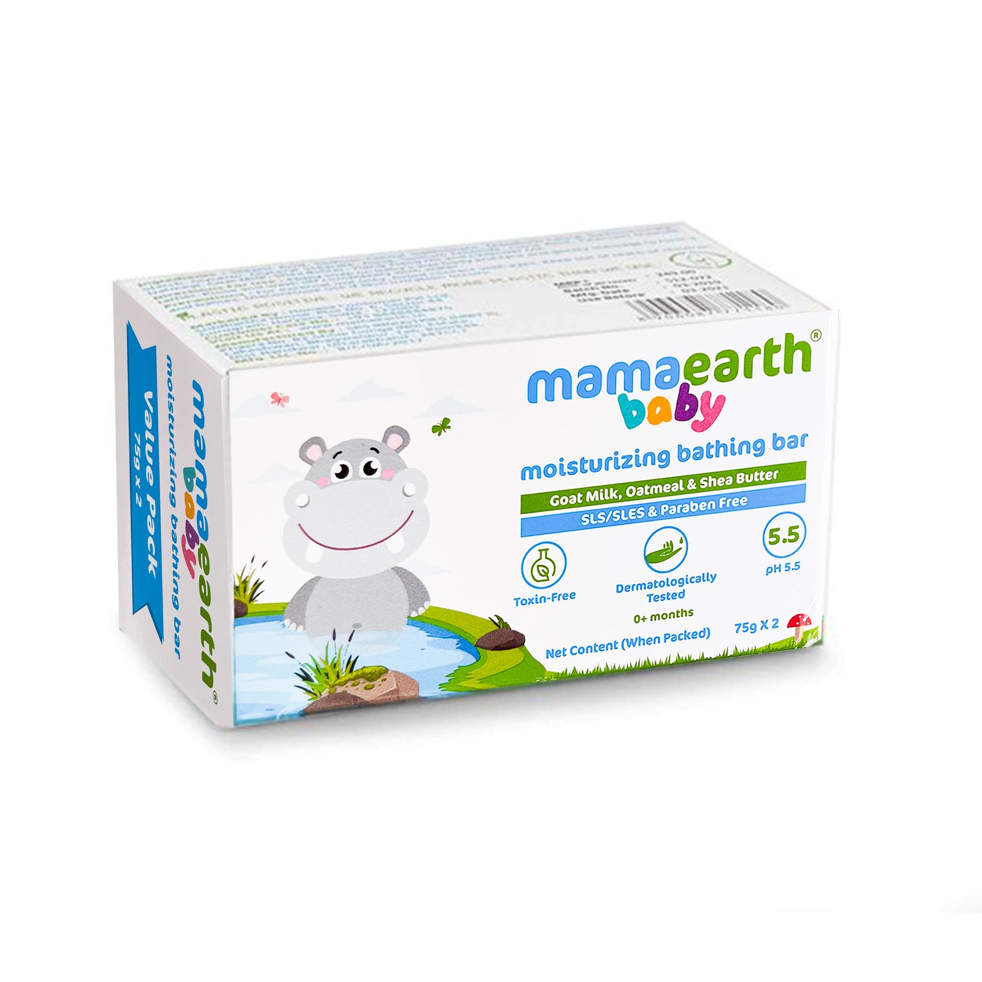 MAMAEARTH Baby Bathing Bar - Goat Milk, Oatmeal & Shea Butter (2x75g)