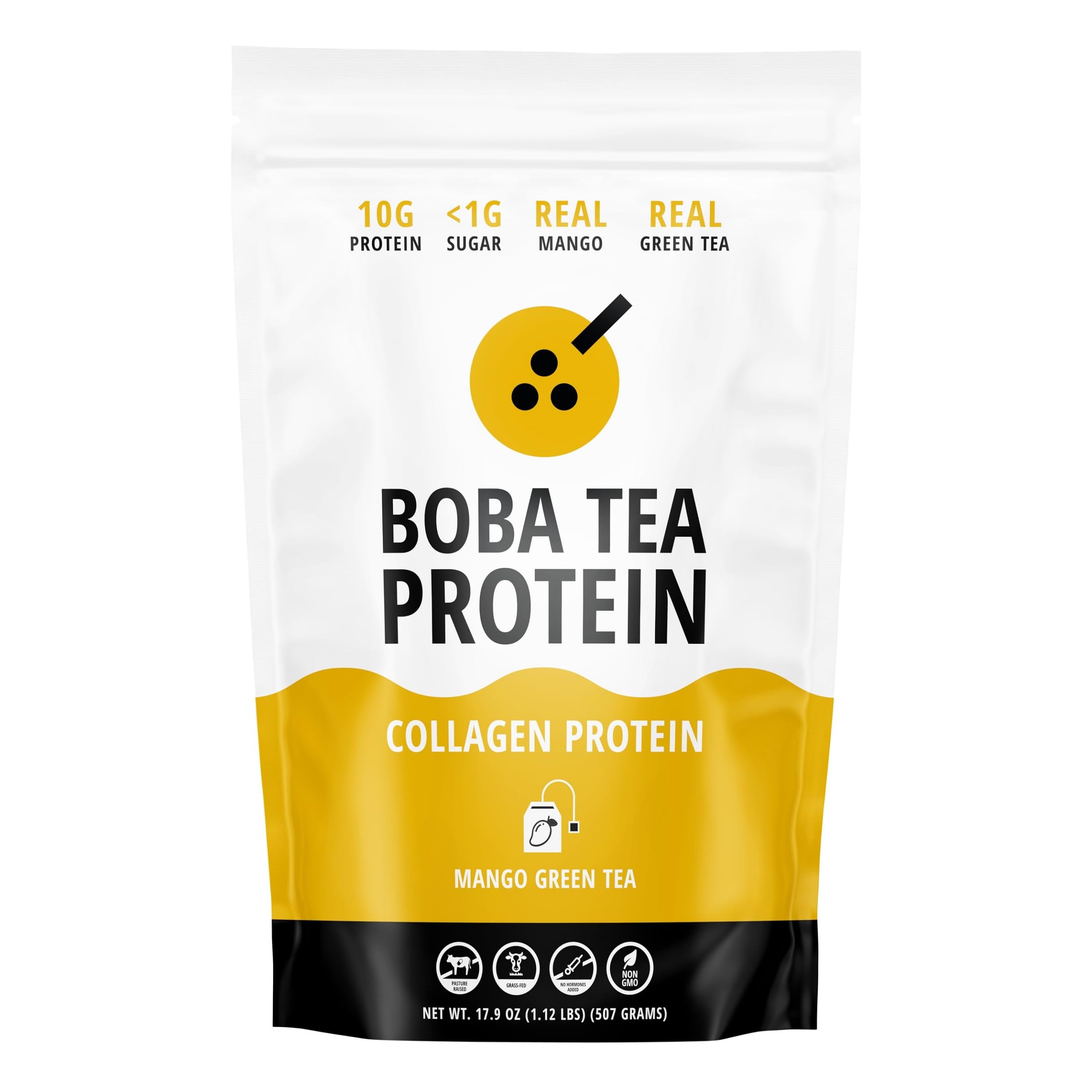 Mango Green Tea Collagen Powder | 30 Servings | Grass-Fed Bovine, No Added Sugar