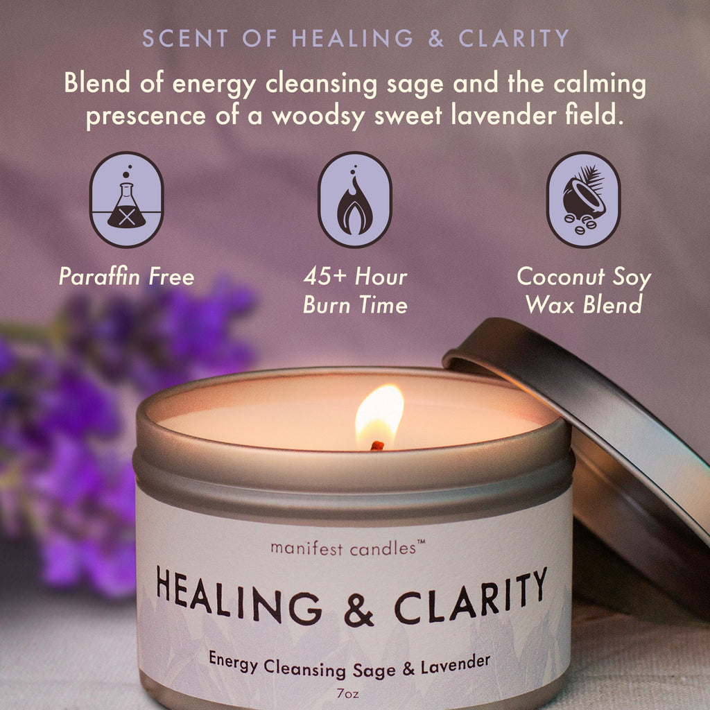 Lavender & Sage Healing Candle with Crystals Bracelet | Manifest Candles