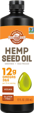 Manitoba Harvest Hemp Seed Oil - Cold Pressed, 12 oz | 12g Omegas 3 & 6 per Serving, Non-GMO, Vegan, Gluten Free