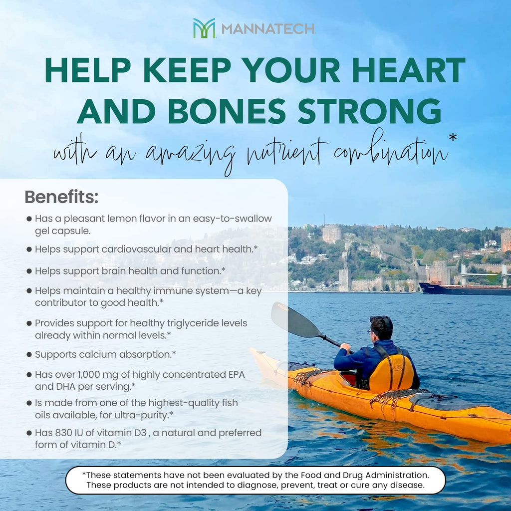 Mannatech Omega-3 with Vitamin D3 – Bone, Heart & Brain Health | Pure Fish Oil