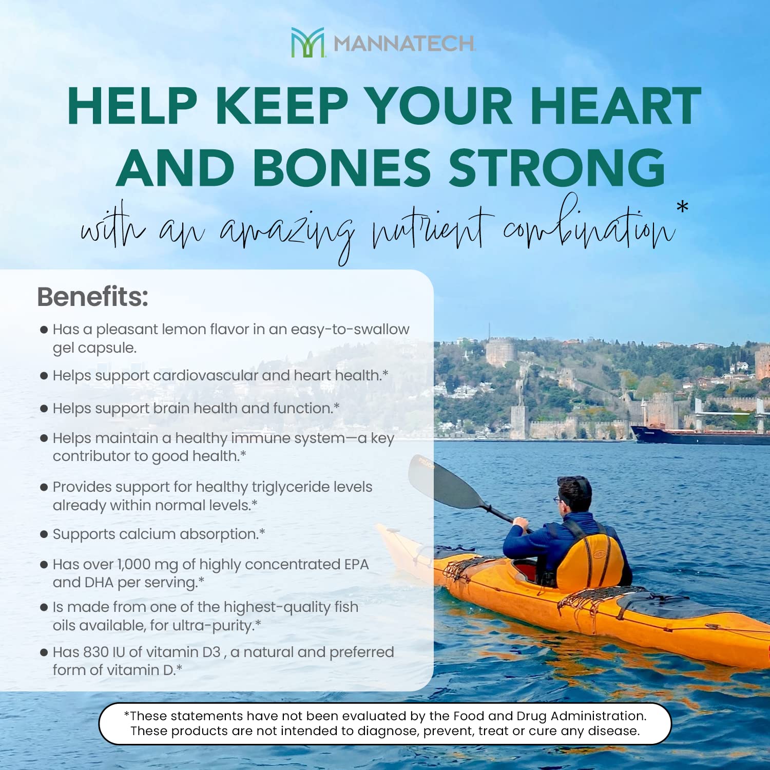 Mannatech Omega-3 with Vitamin D3 – Bone, Heart & Brain Health | Pure Fish Oil