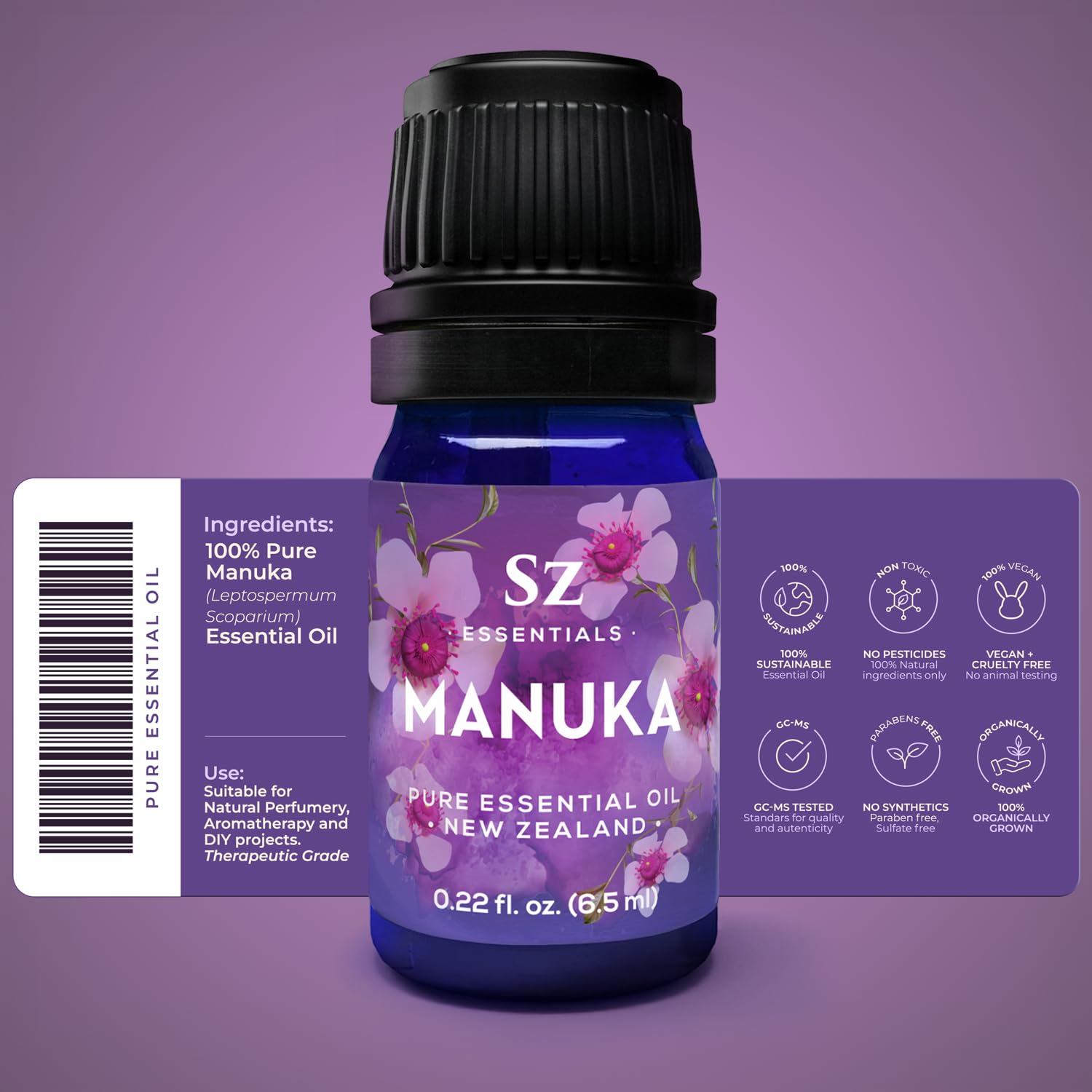 Sz Essentials Manuka Essential Oil – 100% Pure & Natural, New Zealand, 0.17 fl oz (5ml)