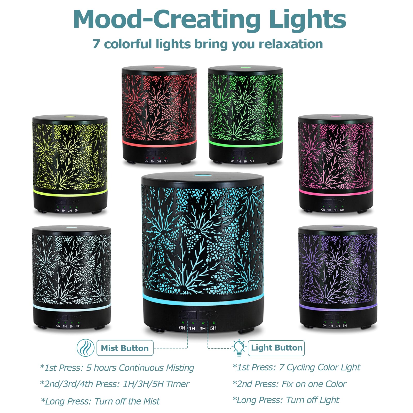 Maple Leaf Essential Oil Diffuser – 300ML Ultrasonic with Auto Shut-Off