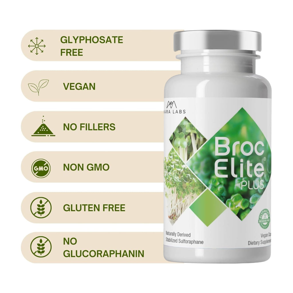 BrocElite Plus by Mara Labs – Stabilized Sulforaphane Broccoli Supplement, Glyphosate-Free, 60 Veg Capsules