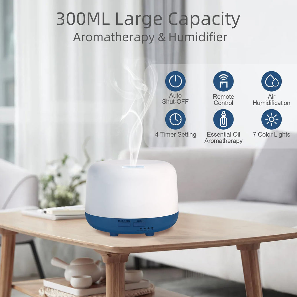 Marchred 300ML Essential Oil Diffuser with Remote, 7-Color LED