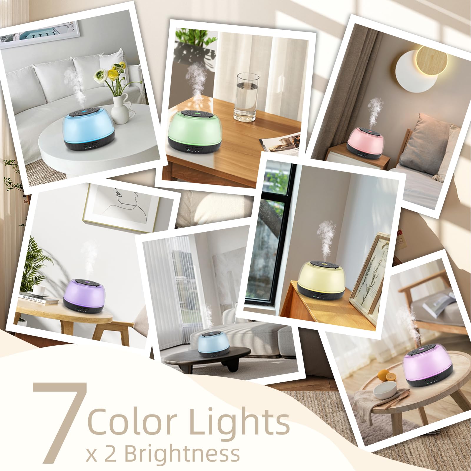 Marchred 300ML Essential Oil Diffuser - 8-Hour Aromatherapy with Remote, 7-Color LEDs, 4 Timer Settings