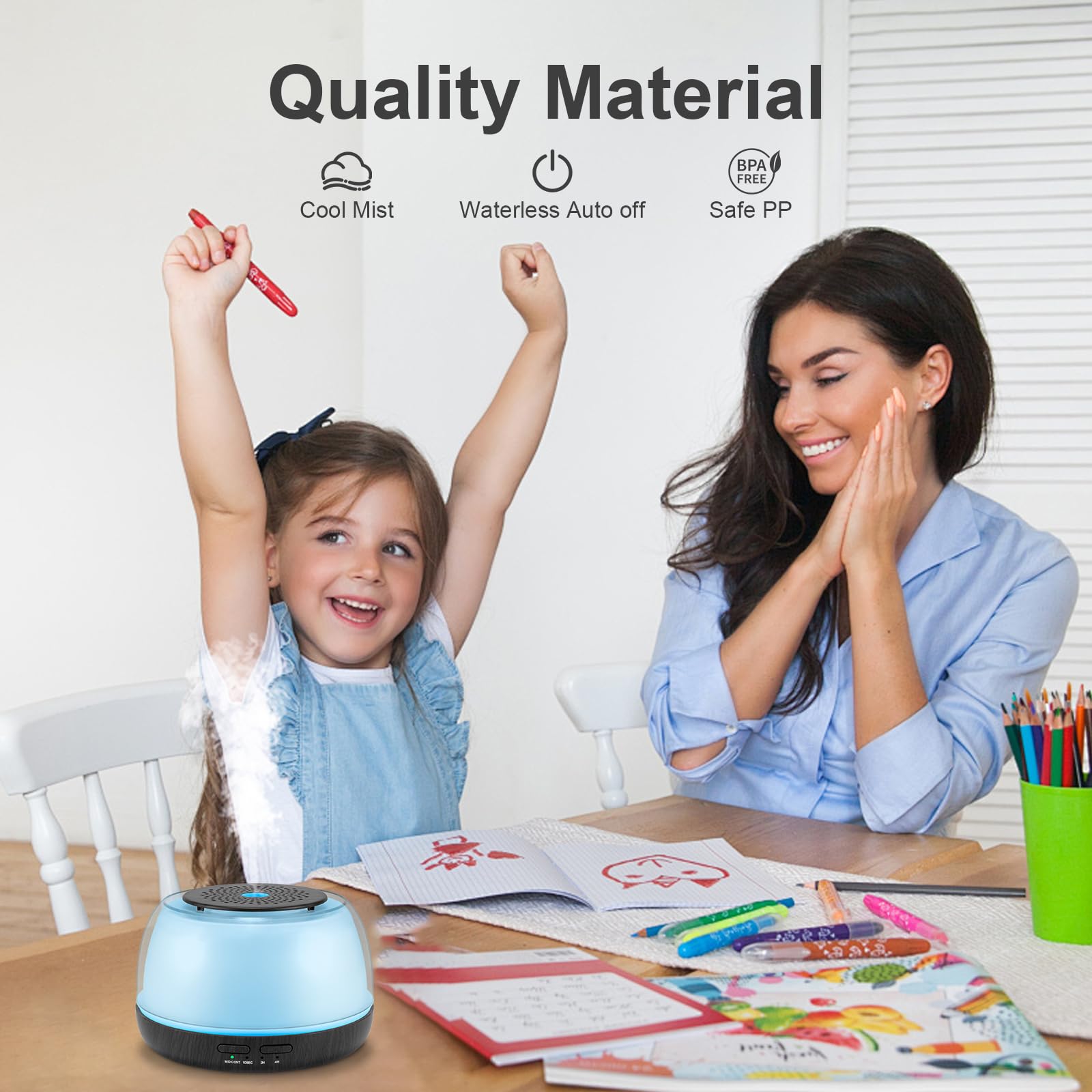 Marchred 300ML Essential Oil Diffuser - 8-Hour Aromatherapy with Remote, 7-Color LEDs, 4 Timer Settings