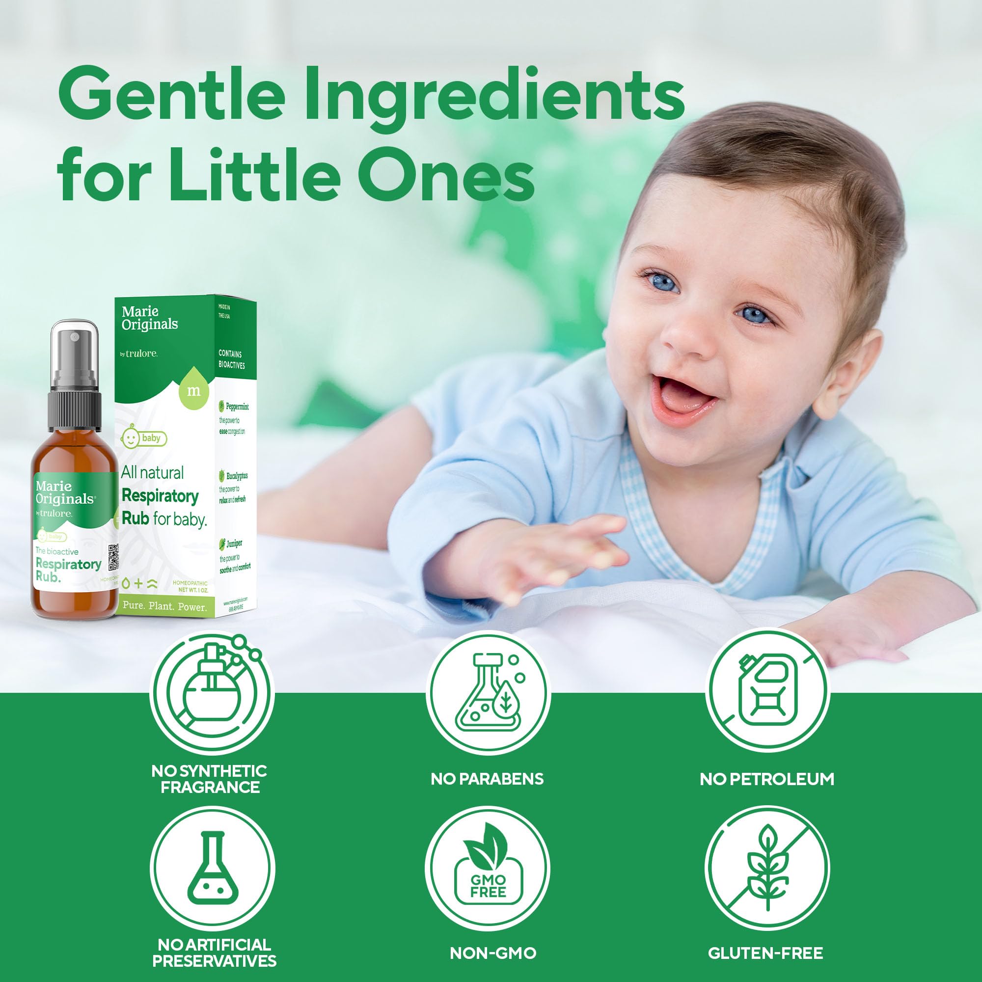 Marie Originals Natural Respiratory Baby Chest Rub | Breathe Essential Oil Blend for Babies & Toddlers | Petroleum Free, 1oz