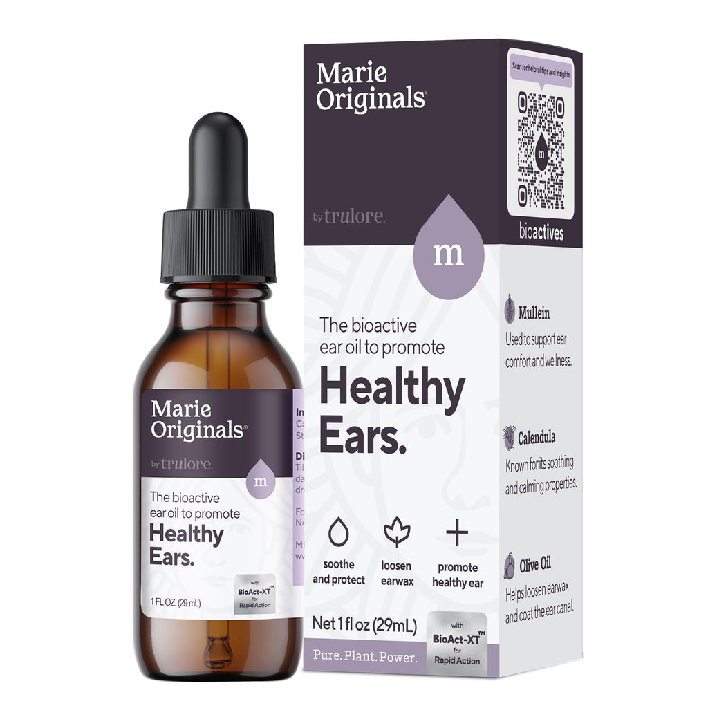 Marie Originals Natural Ear Oil Drops – Mullein Garlic Herbal Ear Care for All