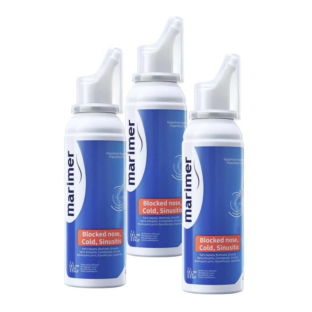 Marimer Hypertonic Saline Nasal Spray All Natural Seawater - 3 Pack (100 mL each)