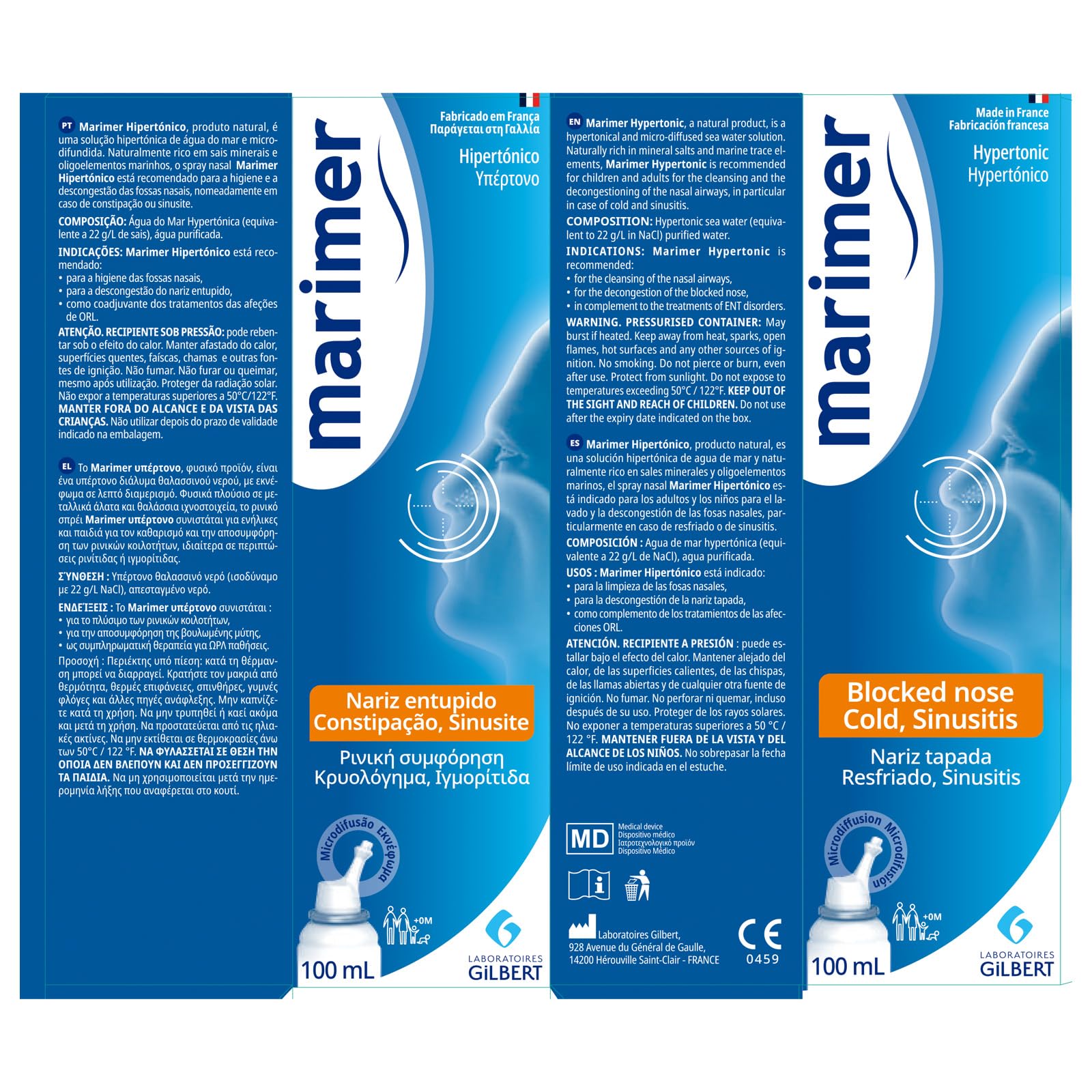 Marimer Hypertonic Saline Nasal Spray All Natural Seawater - 3 Pack (100 mL each)