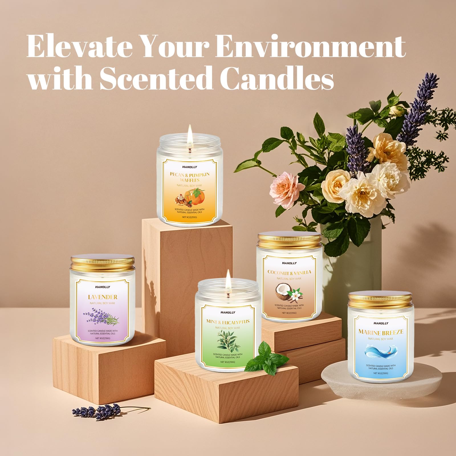 Marine Breeze Candle 9 oz – Scented Soy Candle for Calming Home Ambiance