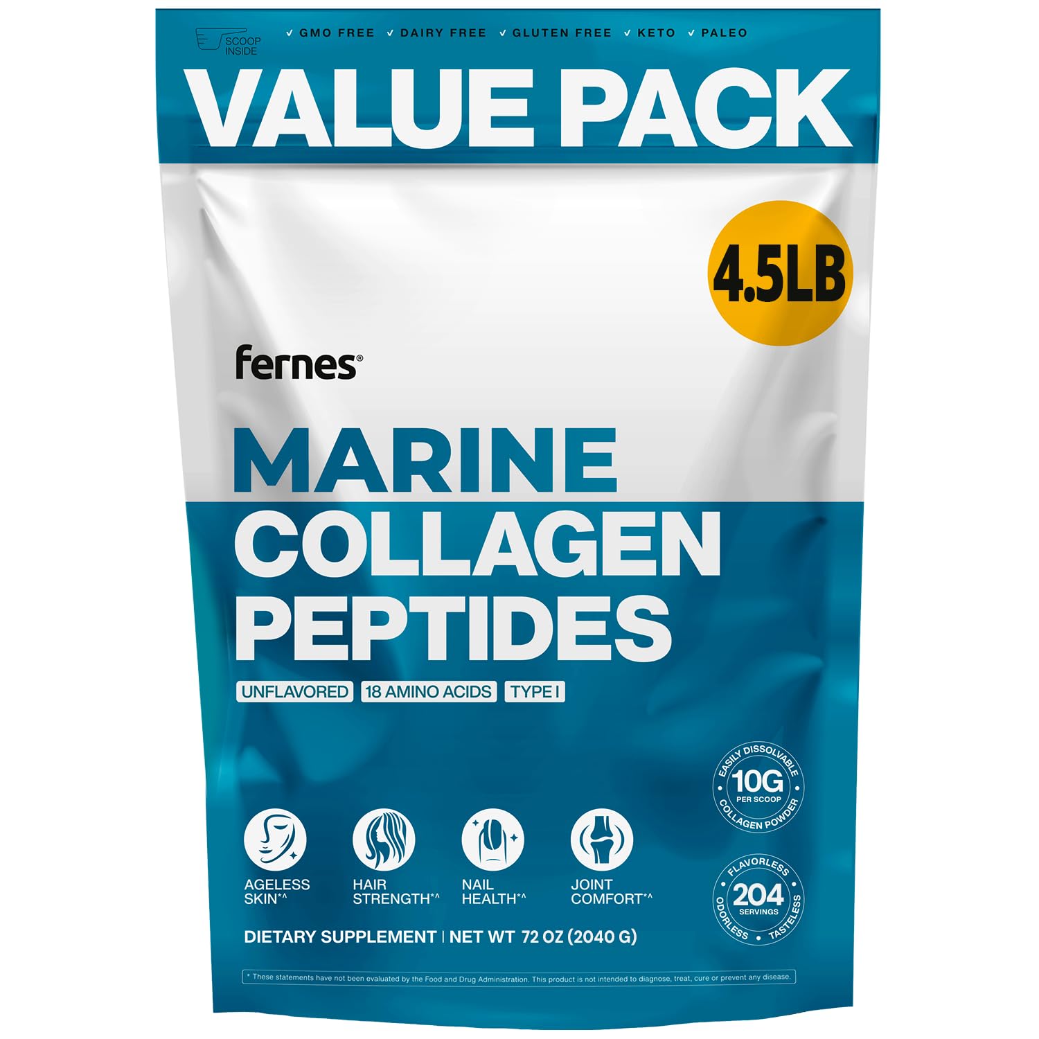 Marine Collagen Peptides 4.5LB – Flavorless, Odorless Type I Fish