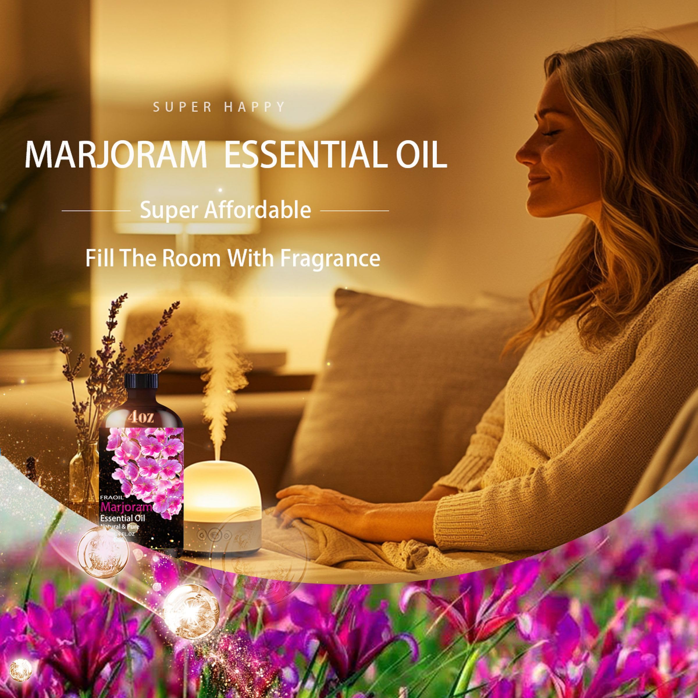 Marjoram Essential Oil 4 oz (120 ml) for Diffuser, DIY Candles & More | FRAOIL