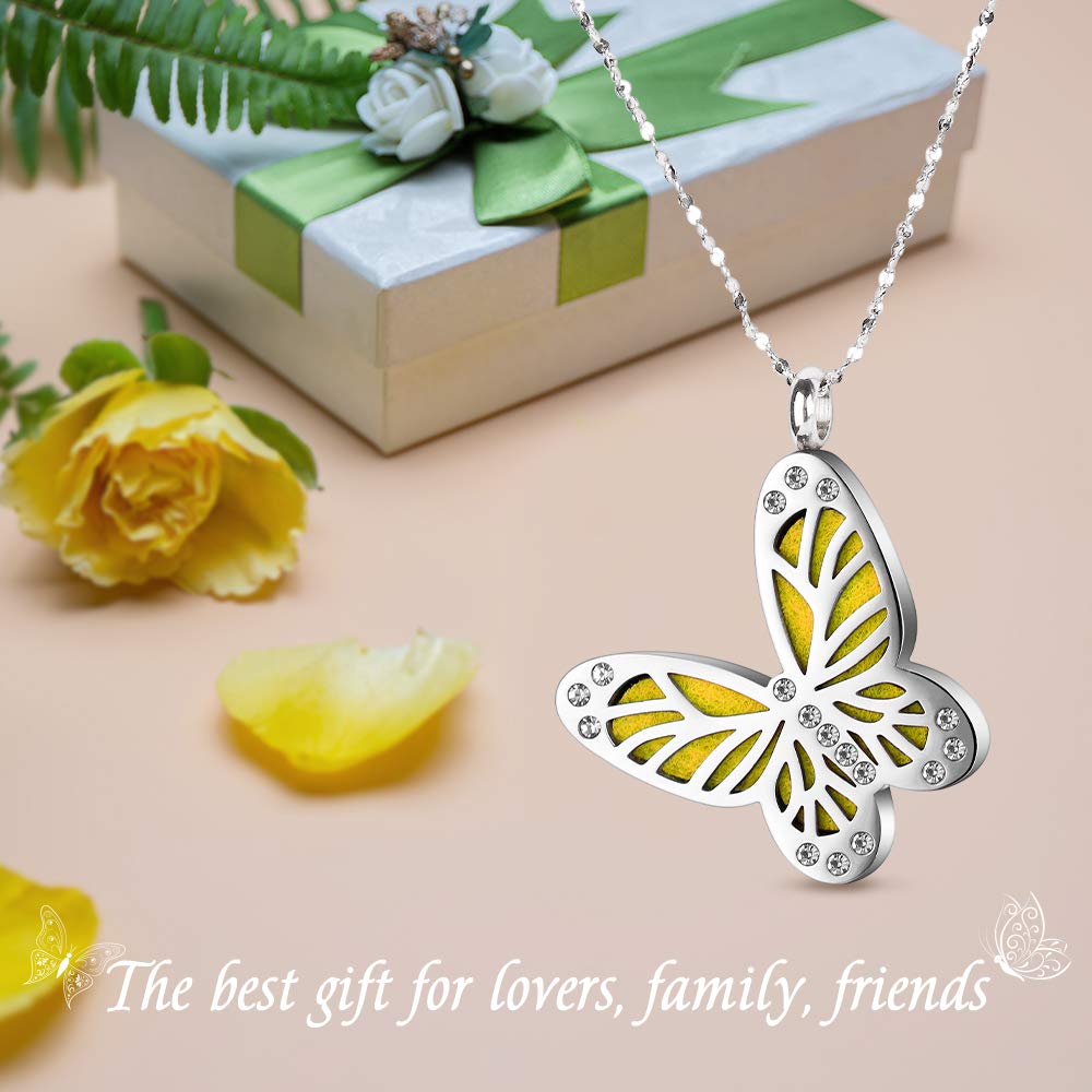 Maromalife Butterfly Diffuser Necklace – Essential Oil Aromatherapy Pendant