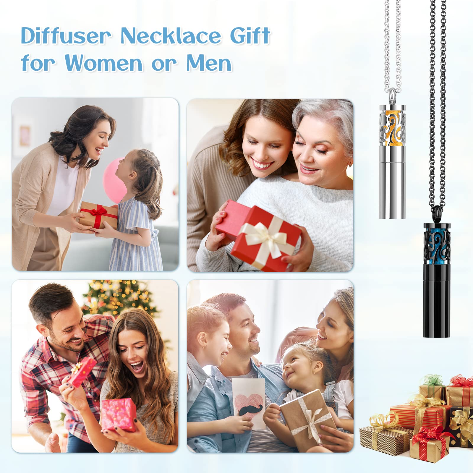 Maromalife Diffuser Necklaces – 2-Pack Stainless Steel Locket Gift Set
