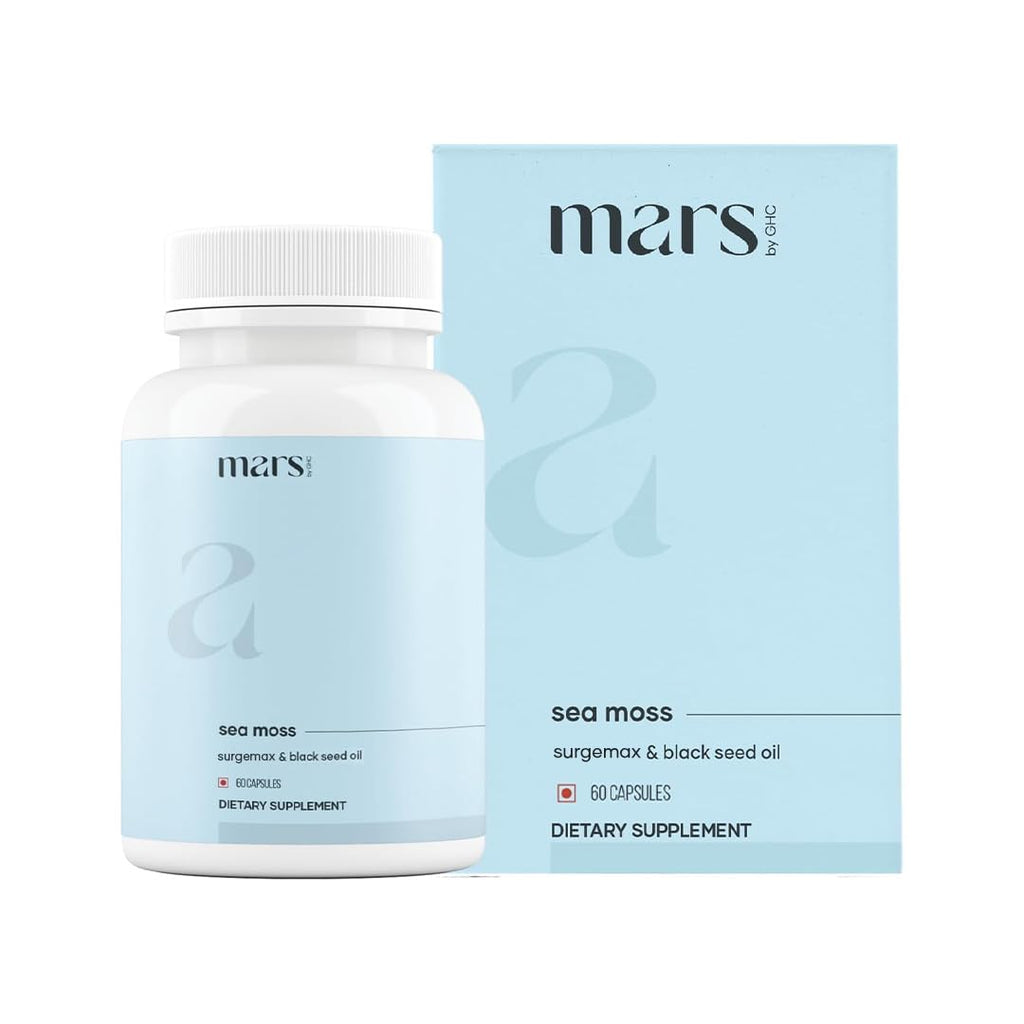 Mars Sea Moss Caps Surge Natural (60N) – 84 Minerals, Black Seed Oil & Vitamin D3 | Pack of 1