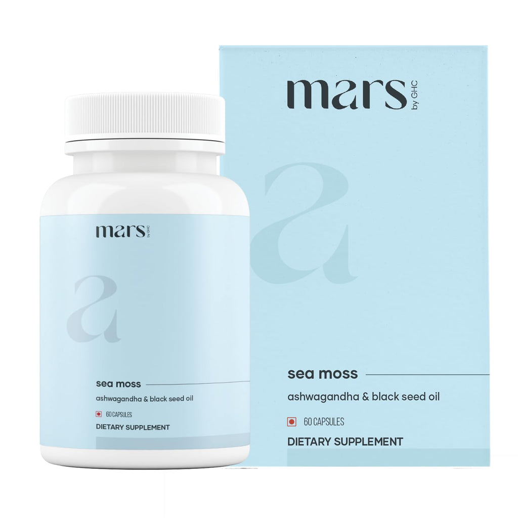 Mars Surge Natural Sea Moss Caps (60N) by GHC – 84 Minerals + Black Seed Oil | Overall Well Being | Pack of 1