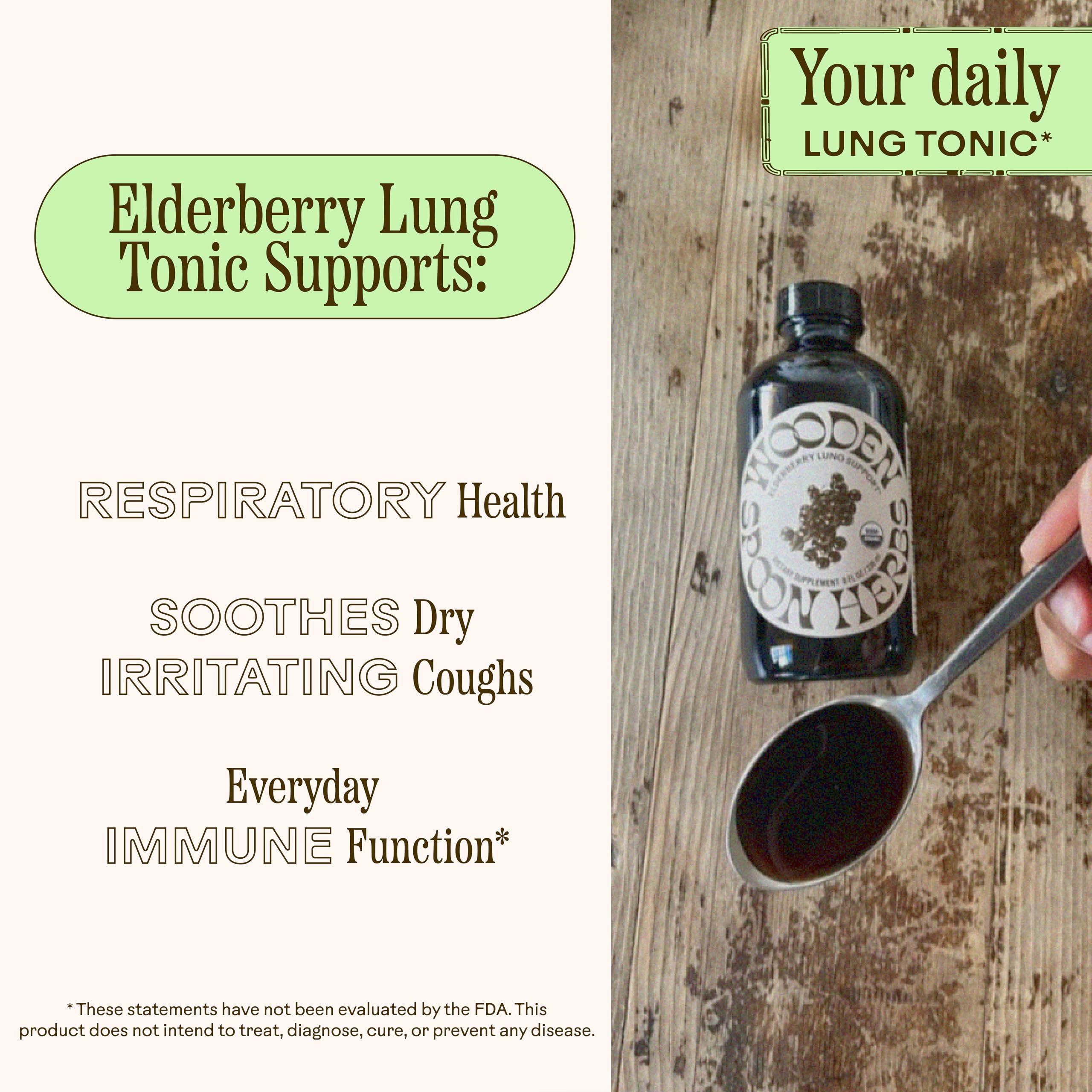 Wooden Spoon Herbs Elderberry Syrup – USDA Organic Lung & Immune Support | 8 fl oz
