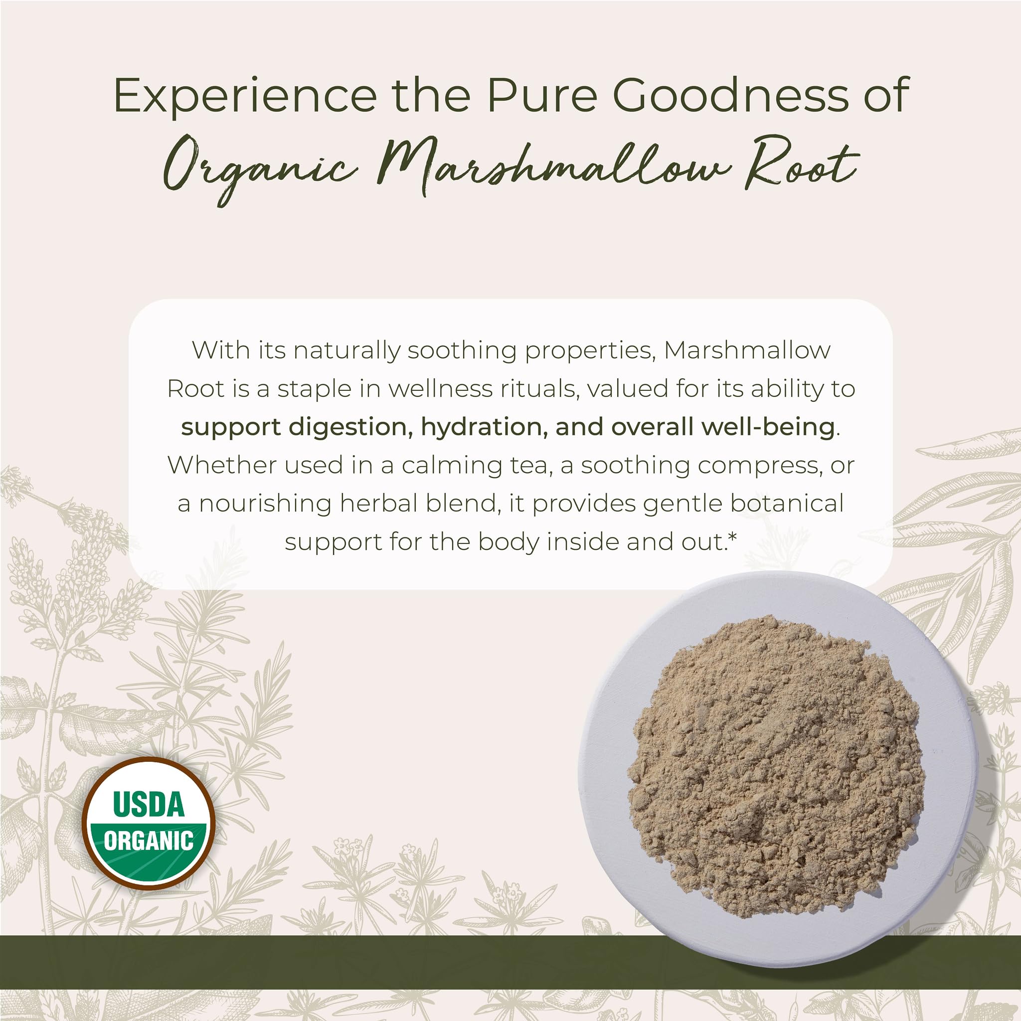 Starwest Organic Marshmallow Root Powder - 1 lb | Kosher, Non-GMO
