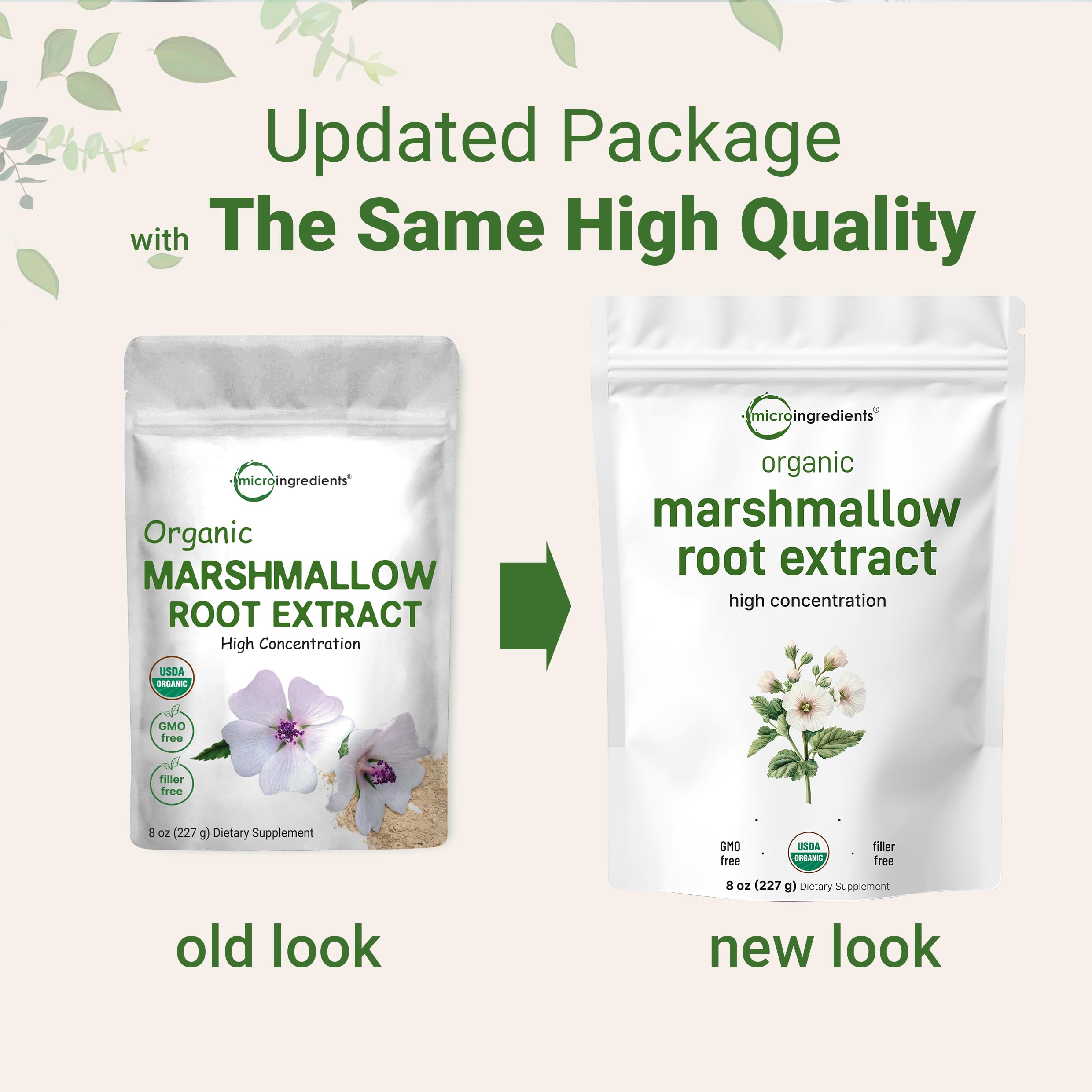 Organic Marshmallow Root Powder 8 oz - Filler-Free, Non-GMO, Vegan | Micro Ingredients