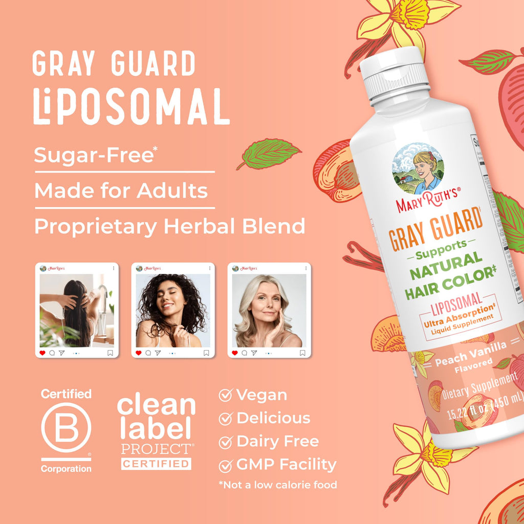 MaryRuth Organics Gray Guard Liposomal - Supports Natural Hair Color (15.22 fl oz)