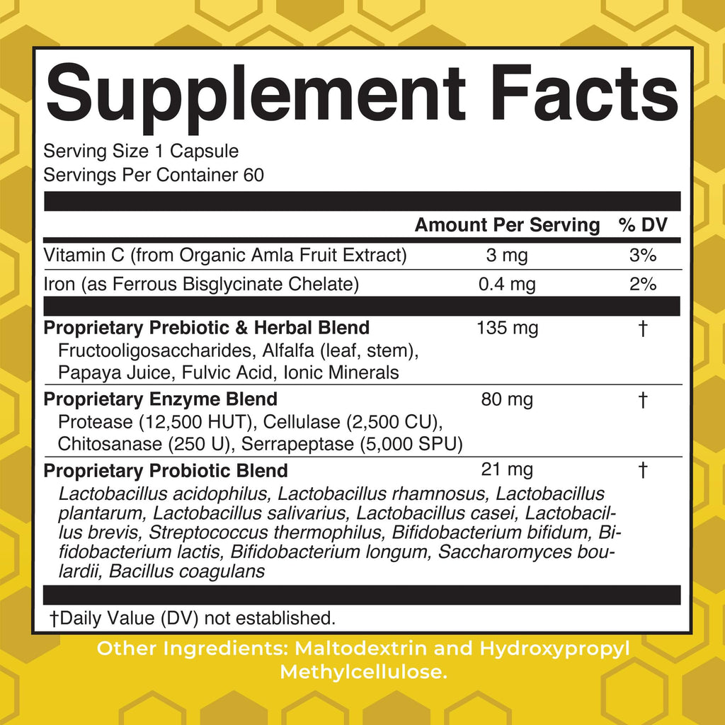 MaryRuth Organics Gut Flora Health+ Enzymes | 60 Capsules | Probiotic Digestive Enzymes