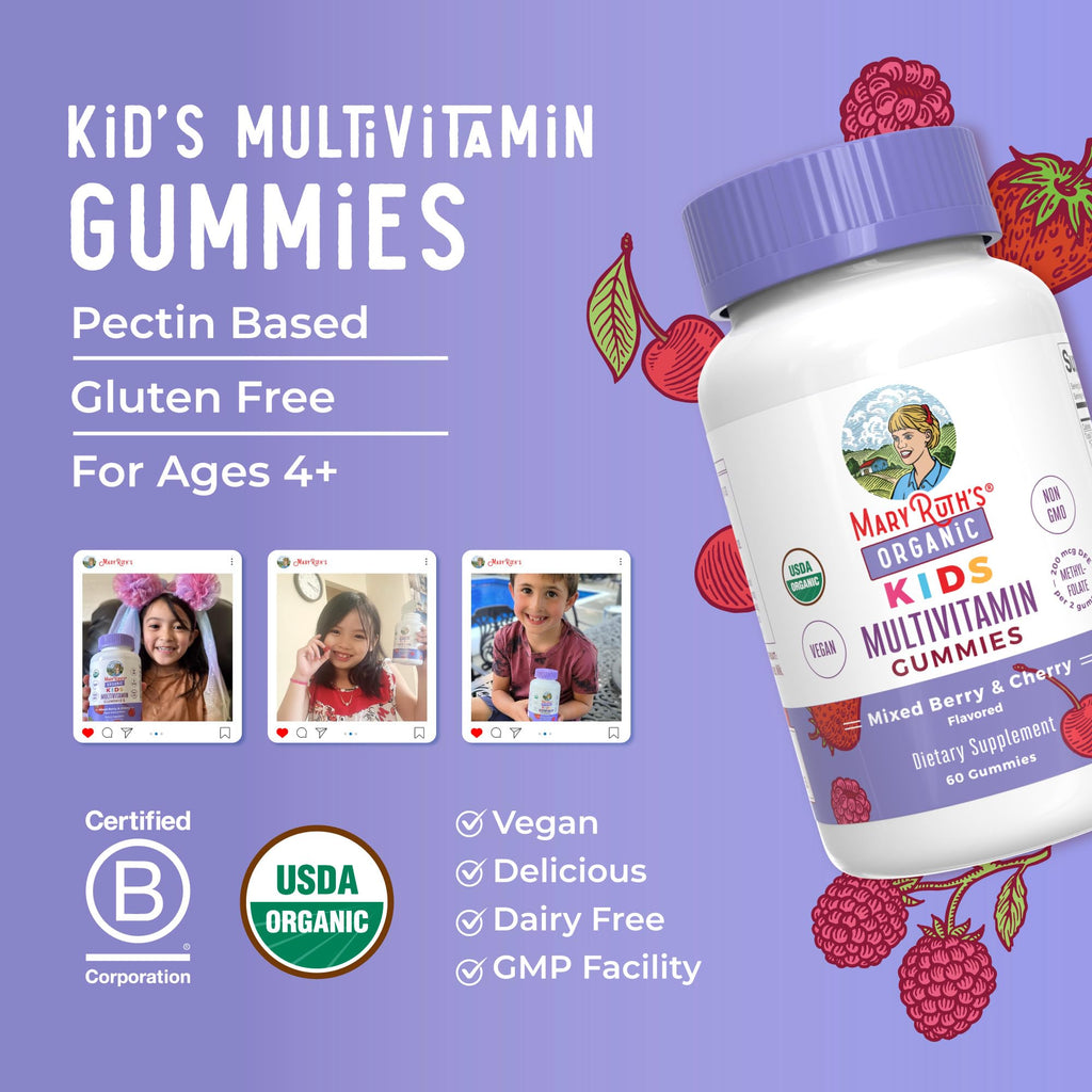 MaryRuth Organics Kids Multivitamin Gummies | 60 Count | Vegan | For Ages 4+ | 2 Gummies Daily